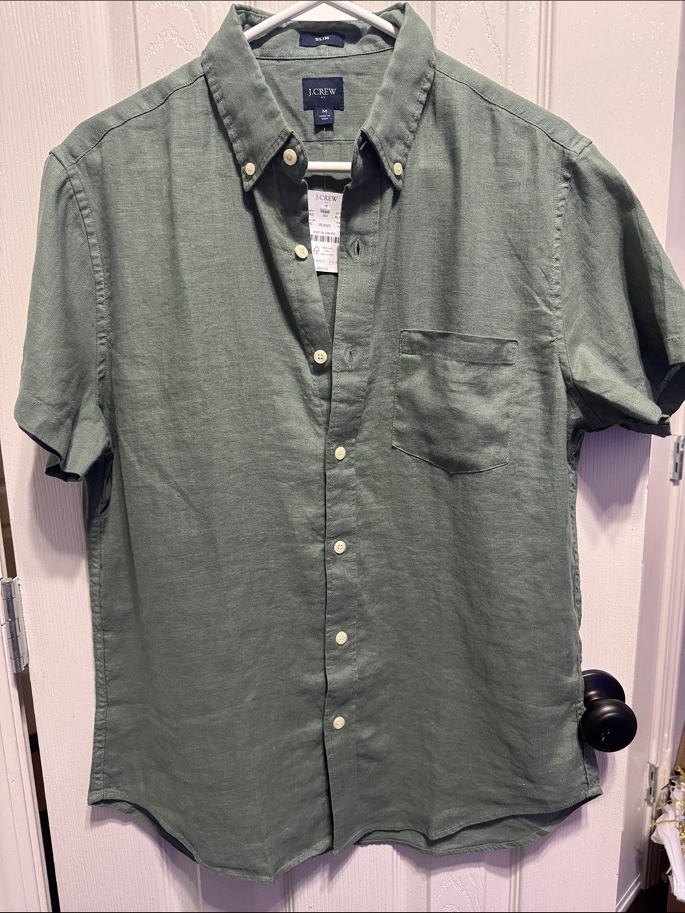 J. Crew Men's Short-Sleeve Button-Down Shirt in Olive Green